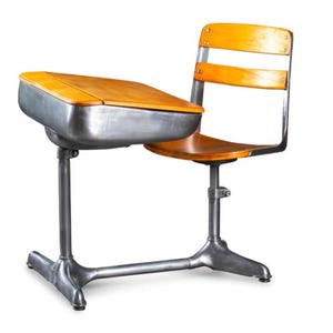 Américaine Mid-Century « Ten-Twenty » Mid-Century en bois et métal par School Desk Seating Co.