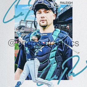 Cal Raleigh Seattle Mariners Baseball Poster/wall Decor/print - 8x10 ...