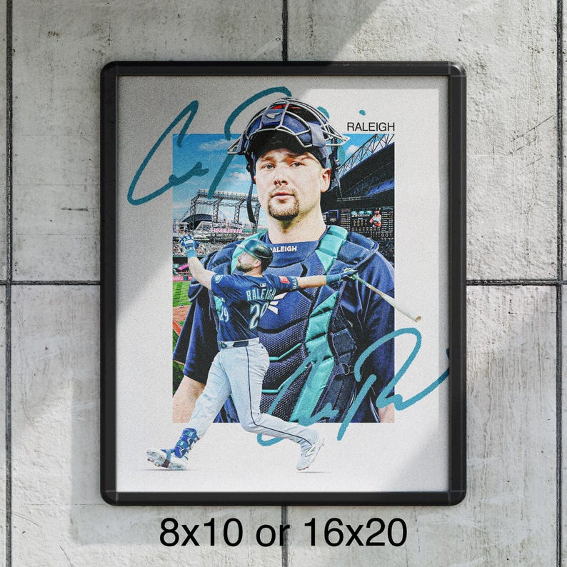 Cal Raleigh Seattle Mariners Baseball Poster/wall Decor/print - 8x10 ...