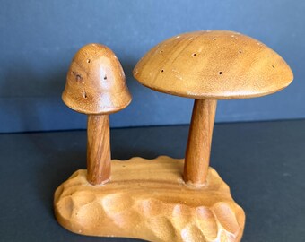 Vintage MCM Wooden Mushroom Toothpick Holder | Entertaining Hors d'Oeuvres