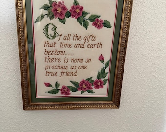 Vintage Embroidered Floral Wall Hanging | Lover of Vintage, True Friend Gift