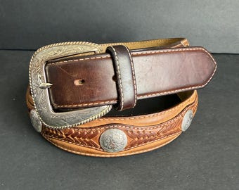 Vintage Tony Lama Concho Belt size 40, style 7279L, Western Style Relaxed and Well Worn