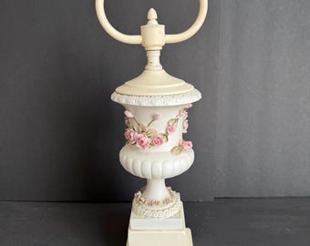 Vintage Chippy Rosebud Lamp | Dainty Girl's Room Lighting | Shabby Cottage Chic