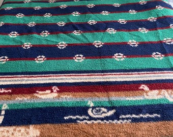 Vintage Vuteks Fleece Blanket: Ducks, Southwest Style, Twin Size, Yugoslavia Decor
