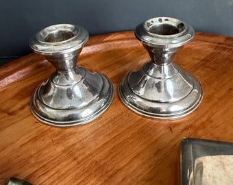 Vintage Sterling Silver Weighted Candlestick Holders, pair