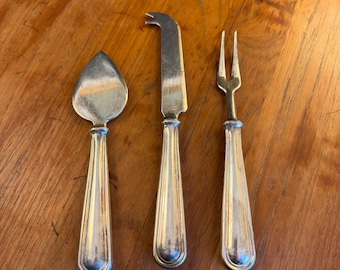 Vintage Silver Plate Cheese Knife Serving Set, Hors d'oeuvres Serve Ware