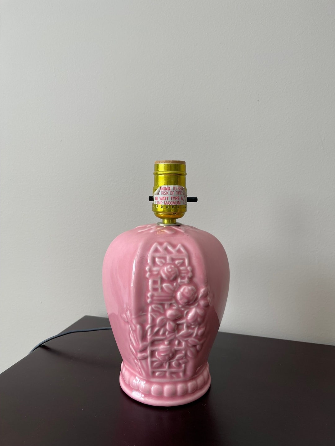 Vintage Pink Lamp Small Ceramic Boudoir Lamp Bedside Table Lamp With