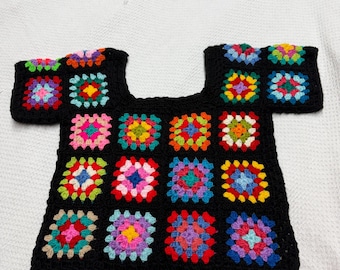 Vintage Granny Square Top | Women's Shirt, Boho Festival