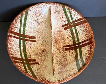 Vintage Rustic Plaid Divided Serving Bowl by Blue Ridge Pottery | Mid Century USA Pottery