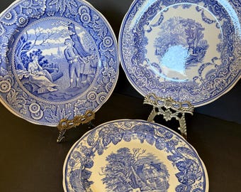 Vintage Blue and White English Transferware Dinner Plates | Spode Blue Room Collection