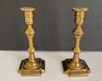 Vintage Brass Candlestick Pair | Taper Candle Holders, Mantel Decor