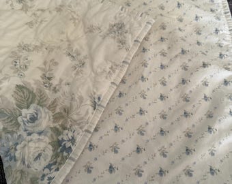 Vintage Quilted Pillow Sham, Simply Shabby Chic | Pale Blue Green Floral Pillow Case | English Cottage | Rachel Ashwell Simply Shabby Chic