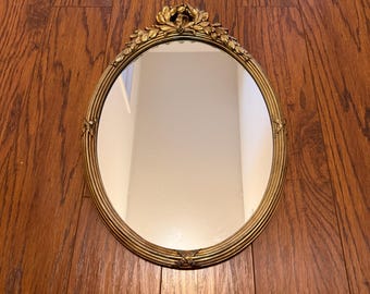 Vintage Oval Framed Mirror | Fancy Princess Style | Hollywood Regency