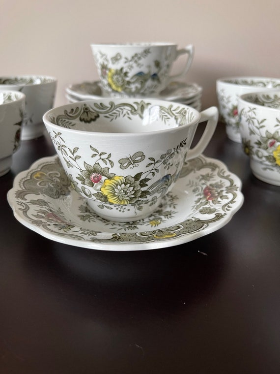 Vintage English Teacups and Saucers Ridgway Windsor Pattern Etsy