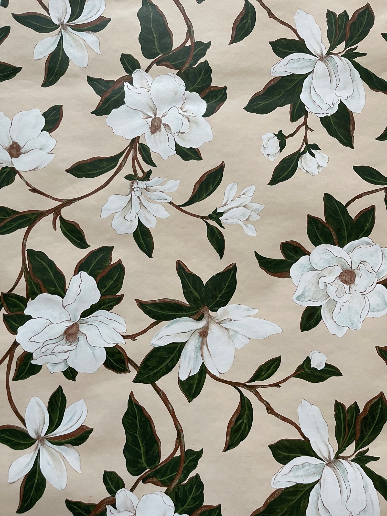 Vintage Magnolia Floral Wallpaper Rolls Price is per Roll - Etsy Vintage Magnolia Floral Wallpaper Rolls Price is per Roll - Etsy