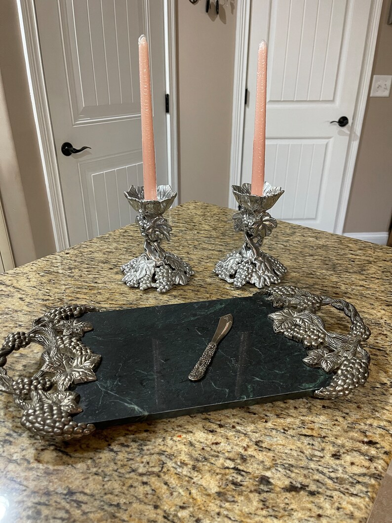 Vintage Ornate Grape Vine Candle Holders Arthur Court 6 Candlestick