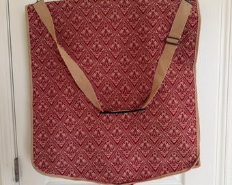 Vintage Red and Tan Damask Garment Bag | Old World Victorian Elegant Style