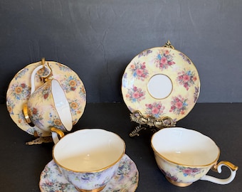 Vintage Floral Teacup and Saucer, Lena Liu Glorious Chintz, Radiance, Enhancement and Everlasting Patterns, price is per teacup saucer set