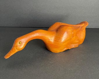 Vintage Hand Carved Wooden Duck, by Castilian Imports | Wooden Figurine Shelf Decor | Duck Hunter Decor