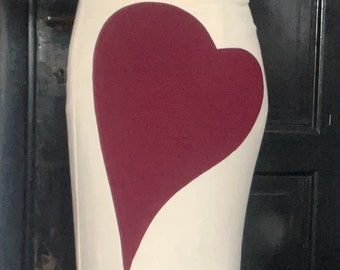 003- My heart skirt / Natural and burgundy heart