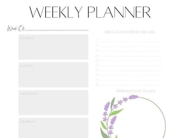PRINTABLE WEEKLY PLANNER - Goals, Affirmations and Reflections
