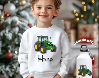 pull over enfant personnalisé + gourde offert tracteur