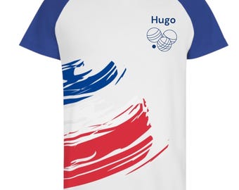Op maat gemaakte pétanque-sportshirts voor volwassenen en kinderen met landvlaggen.