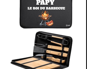 ensemble barbecue personnalisée papy le roi du barbecue avec ustensiles en acier inoxydable