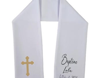 Personalized cross baptism sash