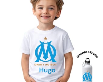 T-shirt enfant personnalisé + gourde offert OM plusieurs coloris