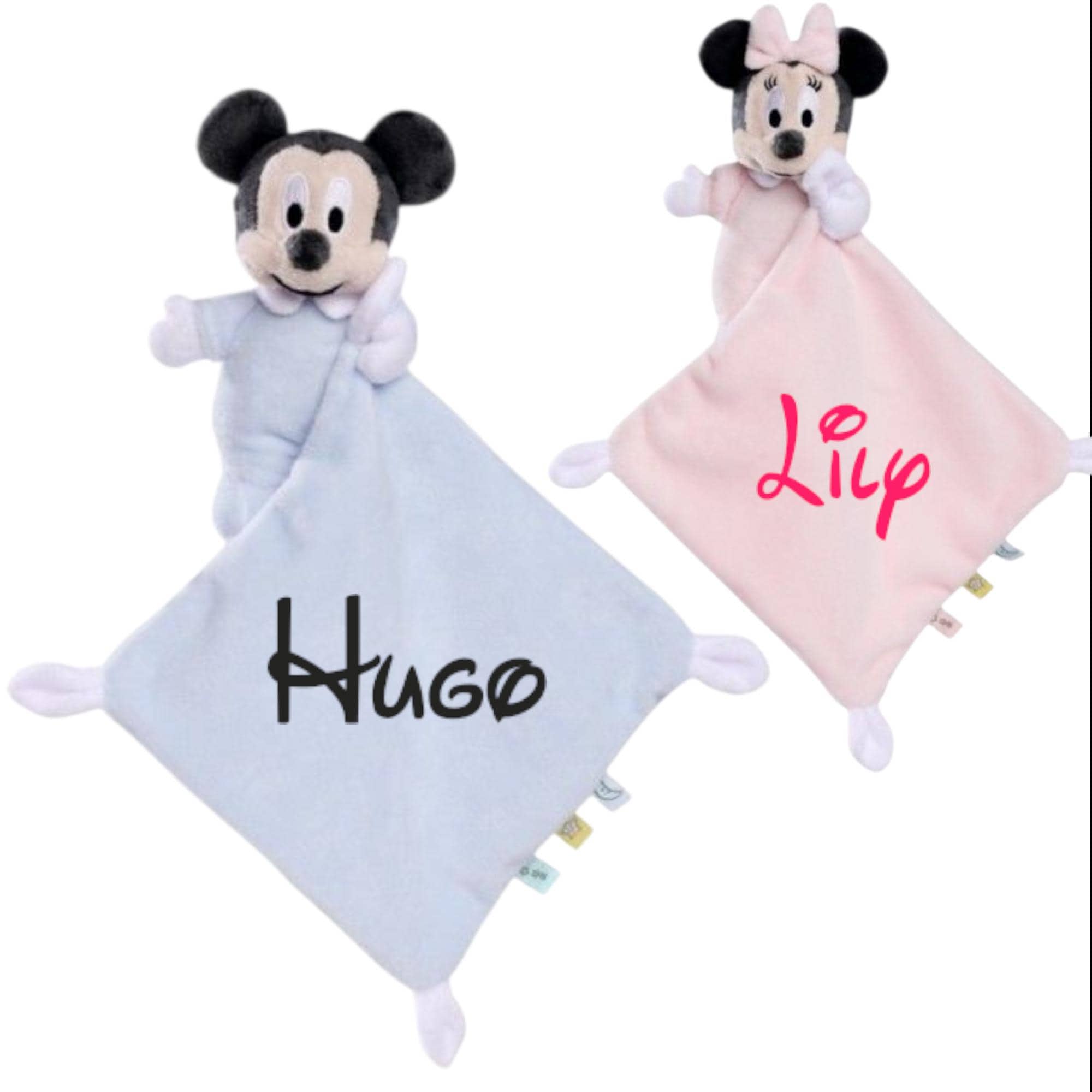 Doudou Peluche Mickey Mouchoir Bleu Etoiles Lune Luminescent Disney