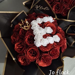 Bouquet personalizzato di 12 o 20 rose stabilizzate con lettera per San Valentino, compleanno, Festa della Mamma o Festa della Nonna.