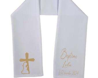 Personalized cross baptism sash