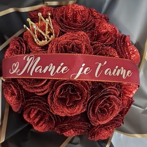 Strauß mit 12 oder 20 personalisierten ewigen Rosen mit Krone Geburtstag, Muttertag oder Großmuttertag, Veranstaltung