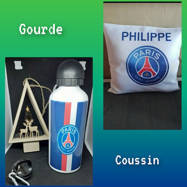 Coussin+ gourde psg personnalisé