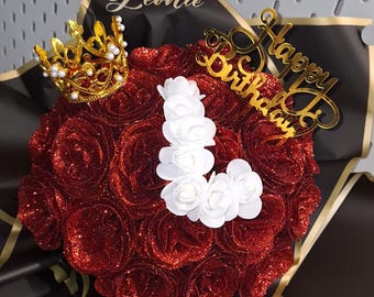 bouquet de 12 ou 20 roses éternelle personnalisé lettre Saint Valentin, anniversaire,  fête des mères ou grand-mère