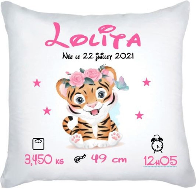 Personalized birth child cushion image 1