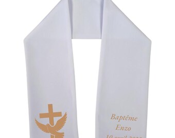 Personalized dove cross baptism sash