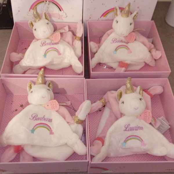 Doudou licorne personnalisé