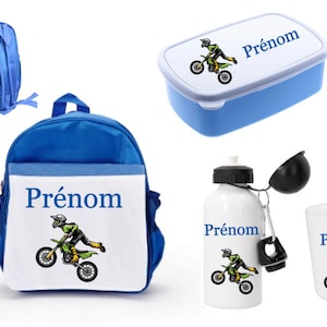 Ensemble rentrée MOTO , gourde, gobelet, boite à goûter personnalisés