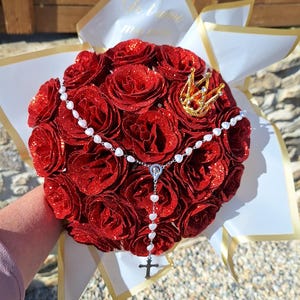 Ramo de 20 rosas eternas con letra de rosario personalizada San Valentín, cumpleaños, día de la madre o día de la abuela