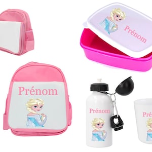 Ensemble rentrée cartable , gourde, gobelet, boite à goûter personnalisés à choisir
