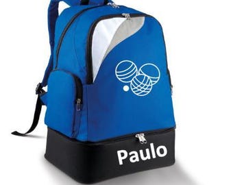 Personalized sports backpack with petanque logo