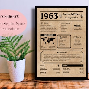 Aangepaste Duitse verjaardag poster | Gepersonaliseerde verjaardagskaart | Vintage verjaardagskrant | Jubileumcadeau | Digitaal bestand (DIN A3/A4)