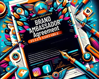 Fully Editable Brand Ambassador Agreement to grow your business | Social Media Influencer Contract to expose your brand | Drafted by Lawyer