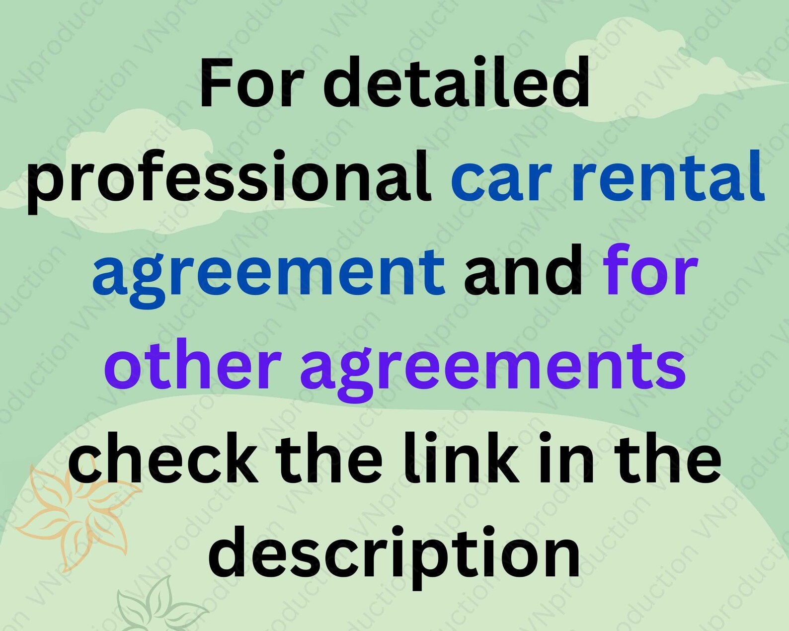 Simple 2page Car Rental Agreement, Instantly Downloadable and Fully