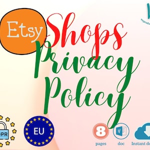 PRIVACY POLICY for ETSY Shops and Stores | Fully Customisable Word File | Download Document | Instant Download
