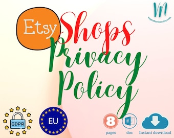 PRIVACY POLICY for ETSY Shops and Stores | Fully Customisable Word File | Download Document | Instant Download