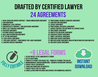 Grand Legal Bundle, Fully Editable Agreement Contract Templates and Legal Forms, DIGITAL DOWNLOAD word documents