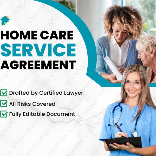 Home Care Service Agreement by Professional Lawyer, Fully Editable Digital Download Word Document